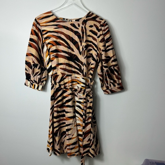 Who Wore What tiger print linen dress size Medium 1980 - Picture 1 of 3